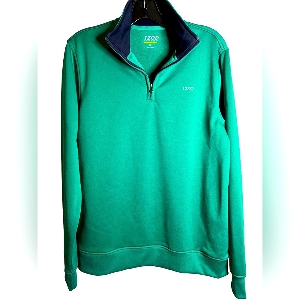 Izod Perform Green Pullover Size Small Golf Quarter Zip Long Sleeve